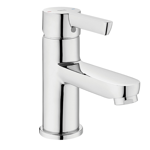 MITIGEUR POUR LAVABO MONOTROU À BEC HAUT, LIVRÉ AVEC VIDAGE CLIC-CLAC ET FLEXIBLES D&rsquo;ALIMENTATION. OUVERTURE SUR L&rsquo;EAU FROIDE