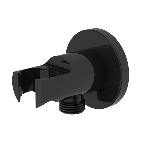 SORTIE FLEXIBLE MURAL LAITON AVEC SUPPORT ROUND NOIR MAT