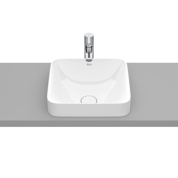 VASQUE SEMI-ENCASTRÉE SQUARE EN FINECERAMIC® BONDE DE VIDAGE CÉRAMIQUE INCLUSE SANS TROP-PLEIN