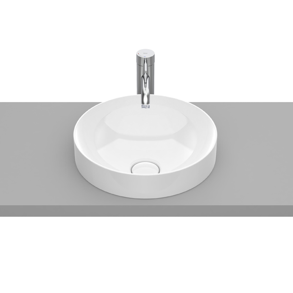 VASQUE SEMI-ENCASTRÉE ROUND EN FINECERAMIC® BONDE DE VIDAGE CÉRAMIQUE INCLUSE SANS TROP-PLEIN