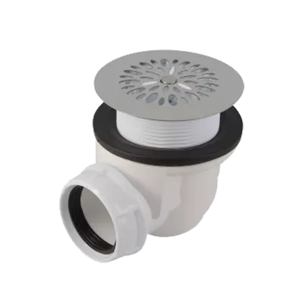 BONDE RECEVEUR DE DOUCHE, Ø 60 MM, SORTIE HORIZONTALE Ø 40 MM, À GRILLE INOX