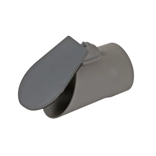 CLAPET DE NEZ EN PVC GRIS, Ø 160 MM, MÂLE, VOLET INCLINÉ À 11°