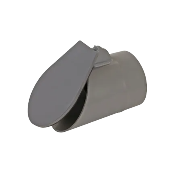 CLAPET DE NEZ EN PVC GRIS, Ø 200 MM, MÂLE, VOLET INCLINÉ À 11°