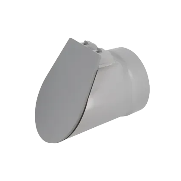 CLAPET DE NEZ EN PVC GRIS, Ø 250 MM, MÂLE, VOLET INCLINÉ À 11°