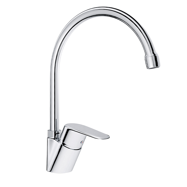 ÉVIER MONOTROU À BEC TUBE MOBILE LIVRÉ AVEC FLEXIBLES D&rsquo;ALIMENTATIONS