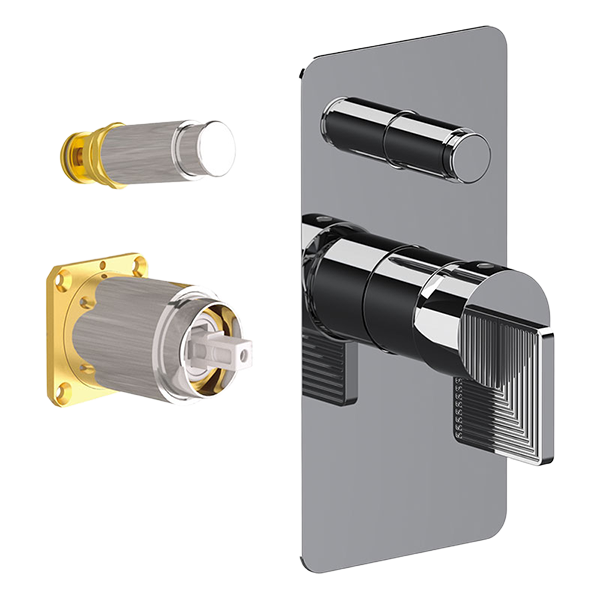 MITIGEUR BAIN/DOUCHE À ENCASTRER, SÉRIE ATTRACTION STELLAR, AVEC INVERSEUR, À COMBINER AVEC LA BOÎTE À ENCASTRER ART. DANBOX. CARTOUCHE Ø 35 MM